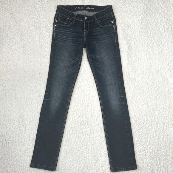 Et Boite Women's Blue Denim Jeans Embroidered Low Rise Skinny Leg Stretch Size M - Picture 1 of 6